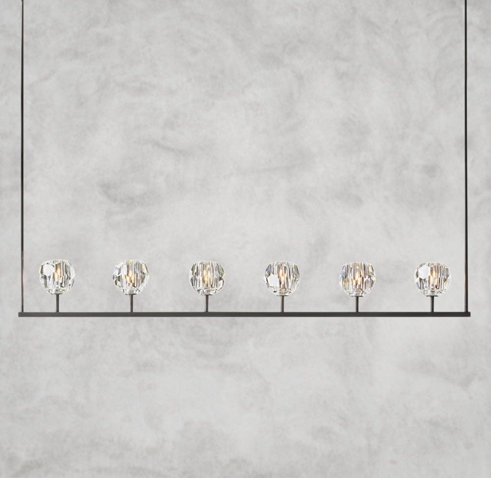 60" / Bronze Boule De Cristal Clear Glass Linear Chandelier 48", 60"