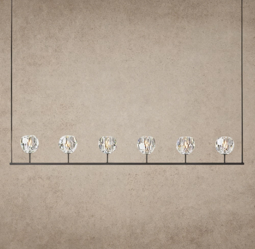 60" / Bronze Boule De Cristal Clear Glass Linear Chandelier 48", 60"