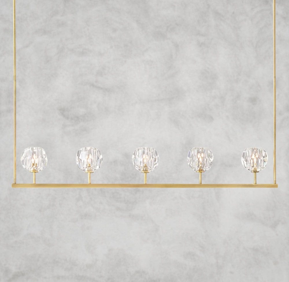 48" / Brass Boule De Cristal Clear Glass Linear Chandelier 48", 60"