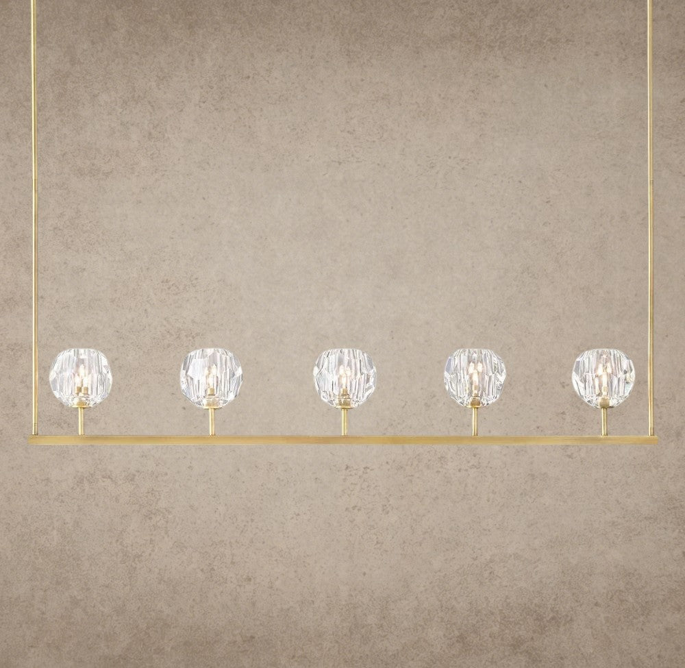 48" / Brass Boule De Cristal Clear Glass Linear Chandelier 48", 60"