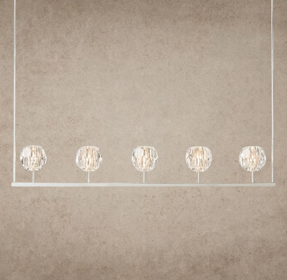 48" / Nickle Boule De Cristal Clear Glass Linear Chandelier 48", 60"
