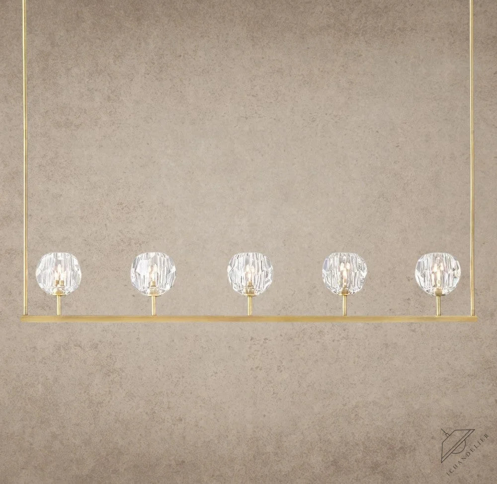 48" / Brass Boule De Cristal Clear Glass Linear Chandelier 48", 60"