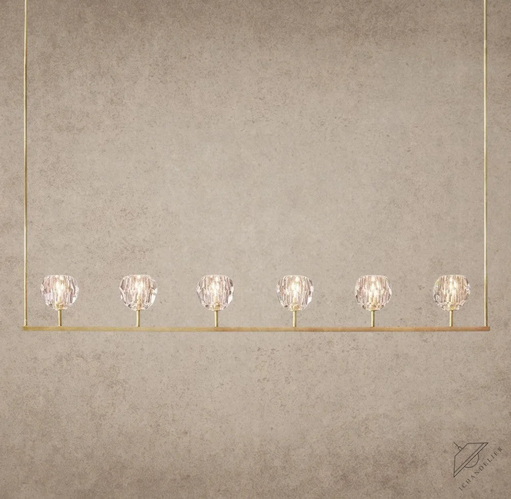 60" / Brass Boule De Cristal Clear Glass Linear Chandelier 48", 60"