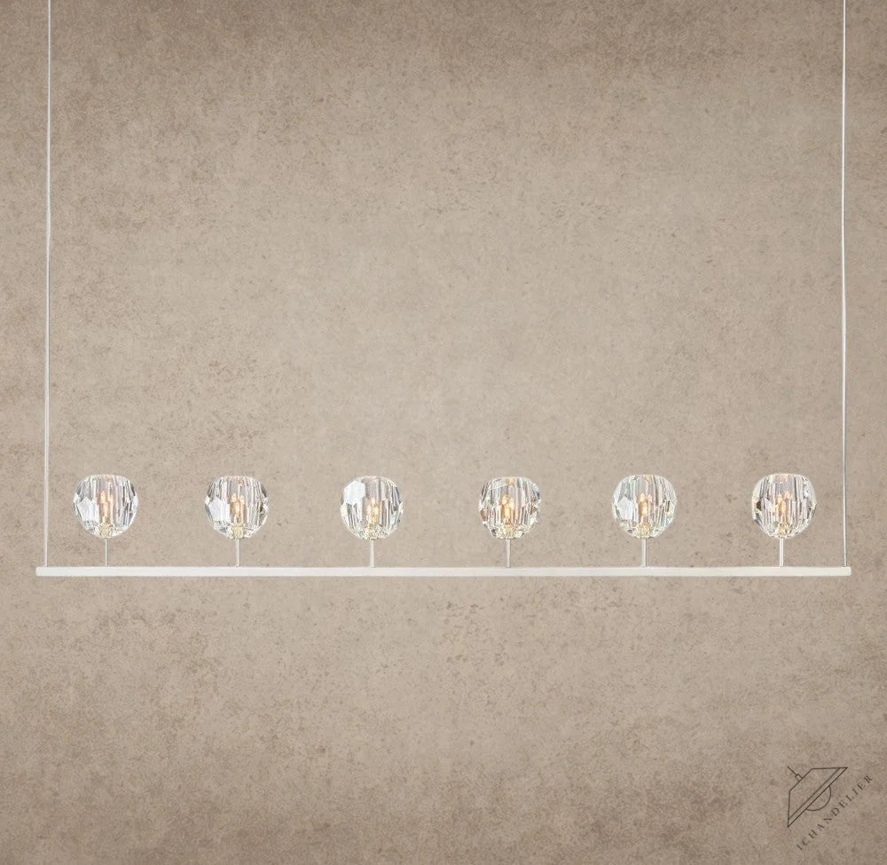 60" / Nickle Boule De Cristal Clear Glass Linear Chandelier 48", 60"