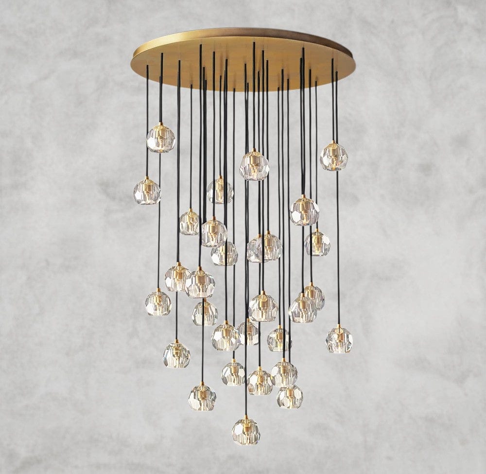 40" / Clear / Brass Boule De Cristal Clear/ Smoke Glass Round Cluster Chandelier 14", 19", 24", 30", 40"