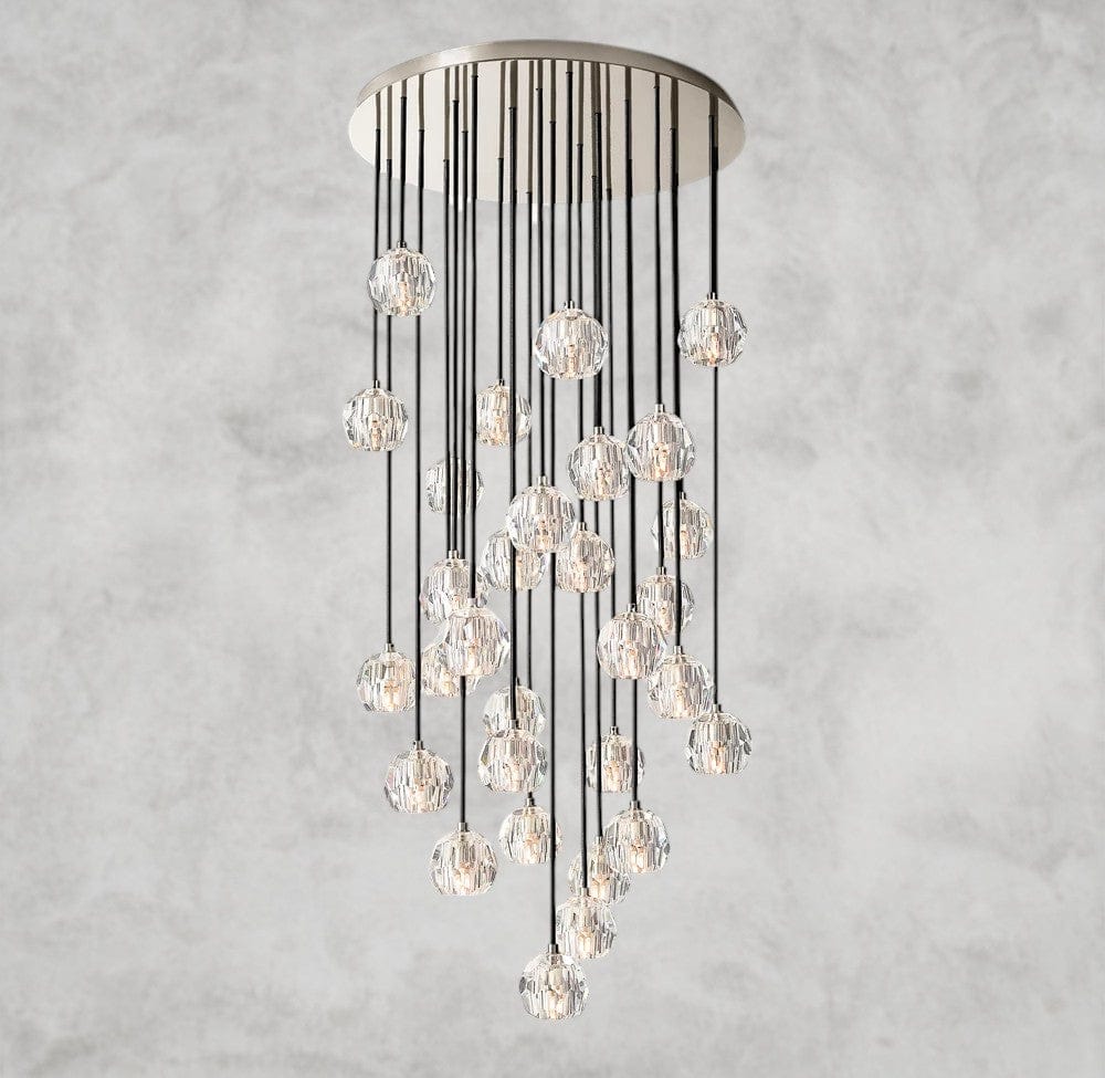 30" / Clear / Nickle Boule De Cristal Clear/ Smoke Glass Round Cluster Chandelier 14", 19", 24", 30", 40"