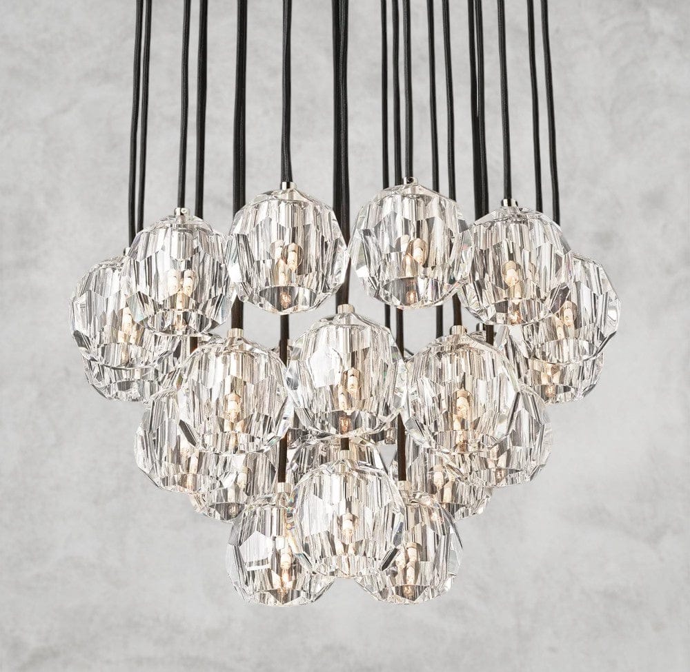 24" / Clear / Nickle Boule De Cristal Clear/ Smoke Glass Round Cluster Chandelier 14", 19", 24", 30", 40"