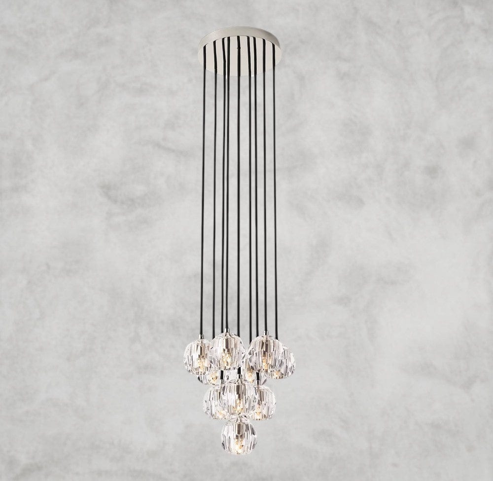 Boule De Cristal Clear/ Smoke Glass Round Cluster Chandelier 14