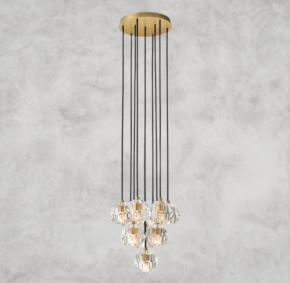 Boule De Cristal Clear/ Smoke Glass Round Cluster Chandelier 14