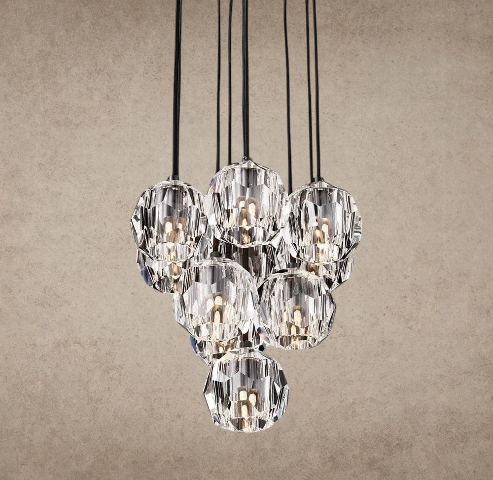 14" / Clear / Bronze Boule De Cristal Clear/ Smoke Glass Round Cluster Chandelier 14", 19", 24", 30", 40"