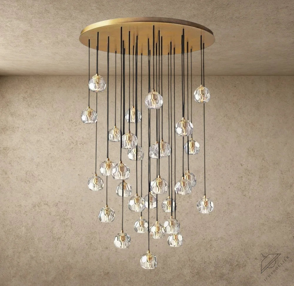 40" / Clear / Brass Boule De Cristal Clear/ Smoke Glass Round Cluster Chandelier 14", 19", 24", 30", 40"