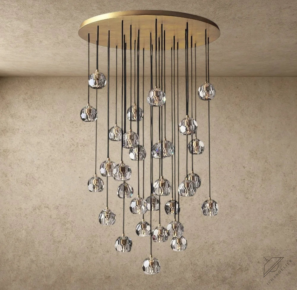 40" / Smoke / Brass Boule De Cristal Clear/ Smoke Glass Round Cluster Chandelier 14", 19", 24", 30", 40"