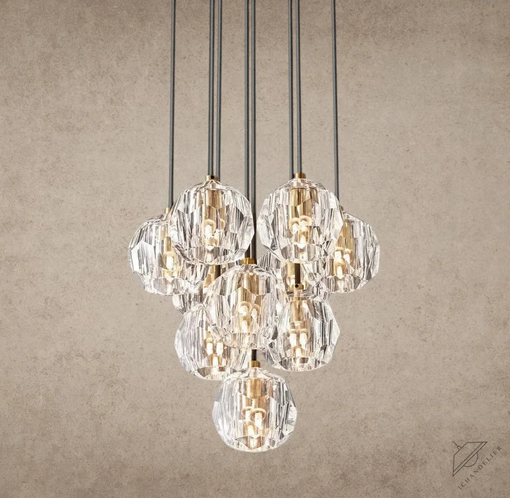 14" / Clear / Brass Boule De Cristal Clear/ Smoke Glass Round Cluster Chandelier 14", 19", 24", 30", 40"