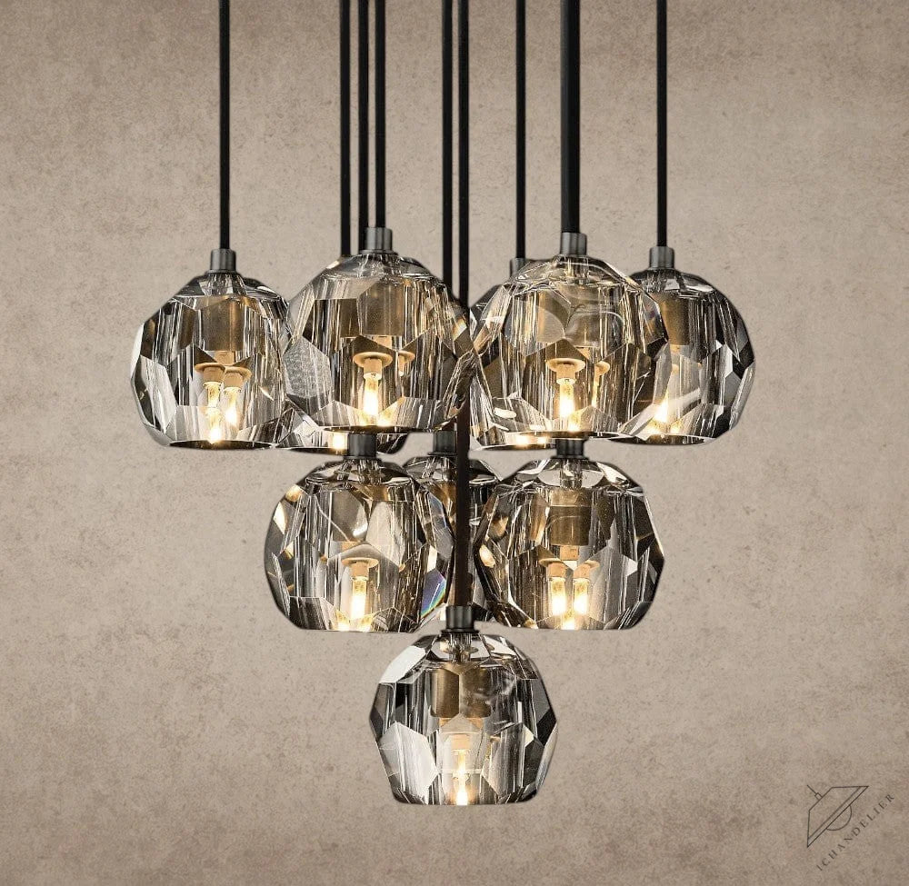 14" / Smoke / Bronze Boule De Cristal Clear/ Smoke Glass Round Cluster Chandelier 14", 19", 24", 30", 40"