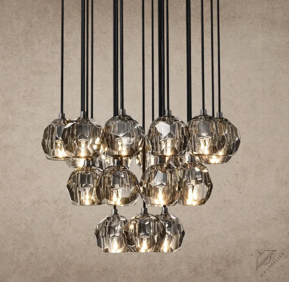 24" / Smoke / Bronze Boule De Cristal Clear/ Smoke Glass Round Cluster Chandelier 14", 19", 24", 30", 40"