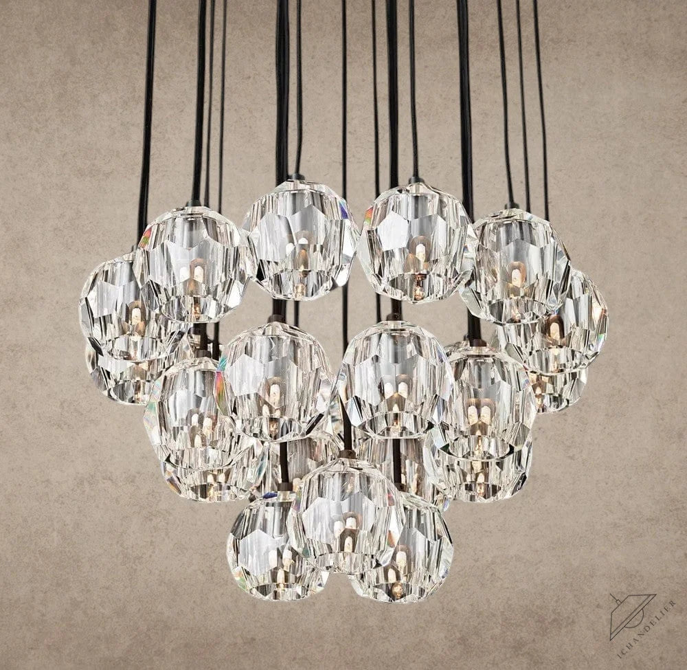 24" / Clear / Bronze Boule De Cristal Clear/ Smoke Glass Round Cluster Chandelier 14", 19", 24", 30", 40"