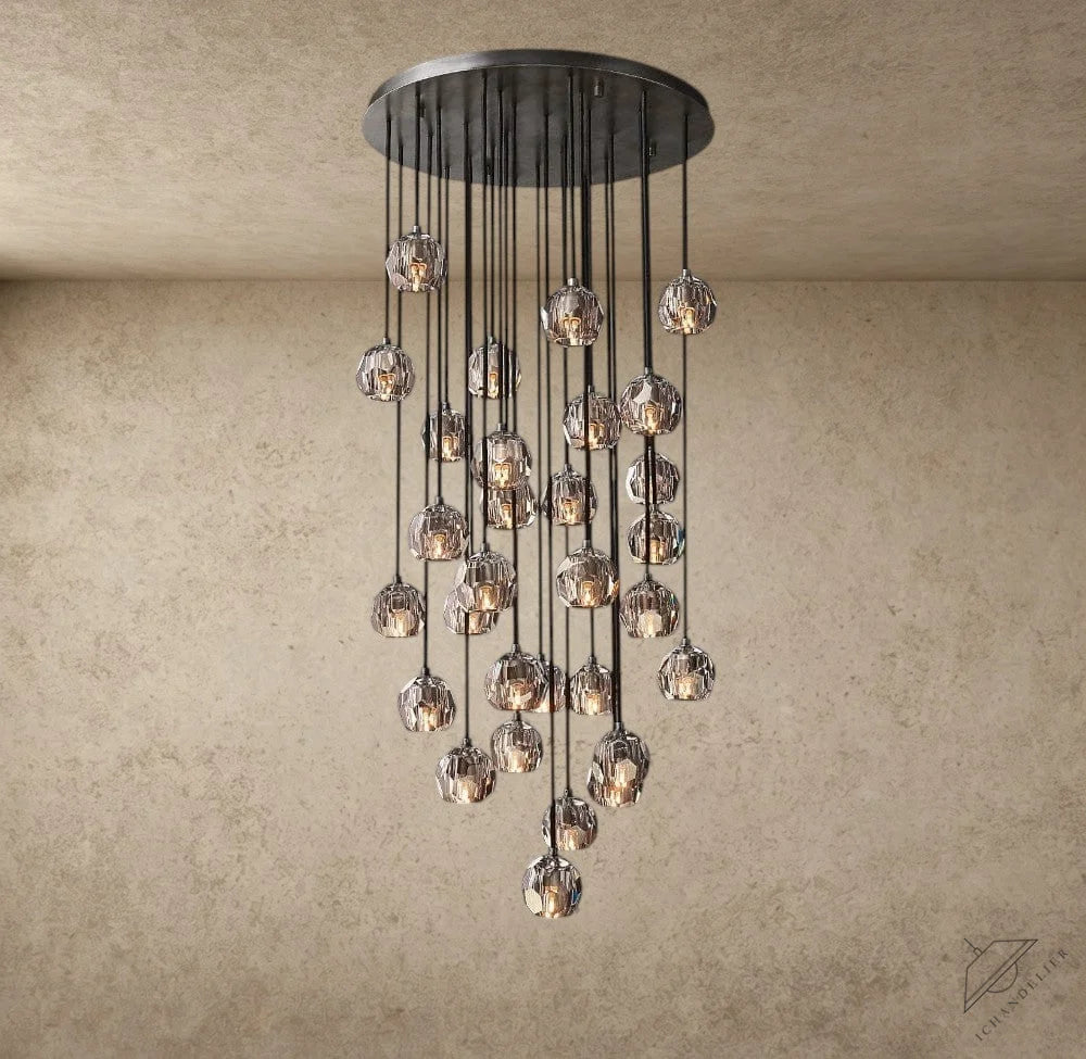 30" / Smoke / Bronze Boule De Cristal Clear/ Smoke Glass Round Cluster Chandelier 14", 19", 24", 30", 40"