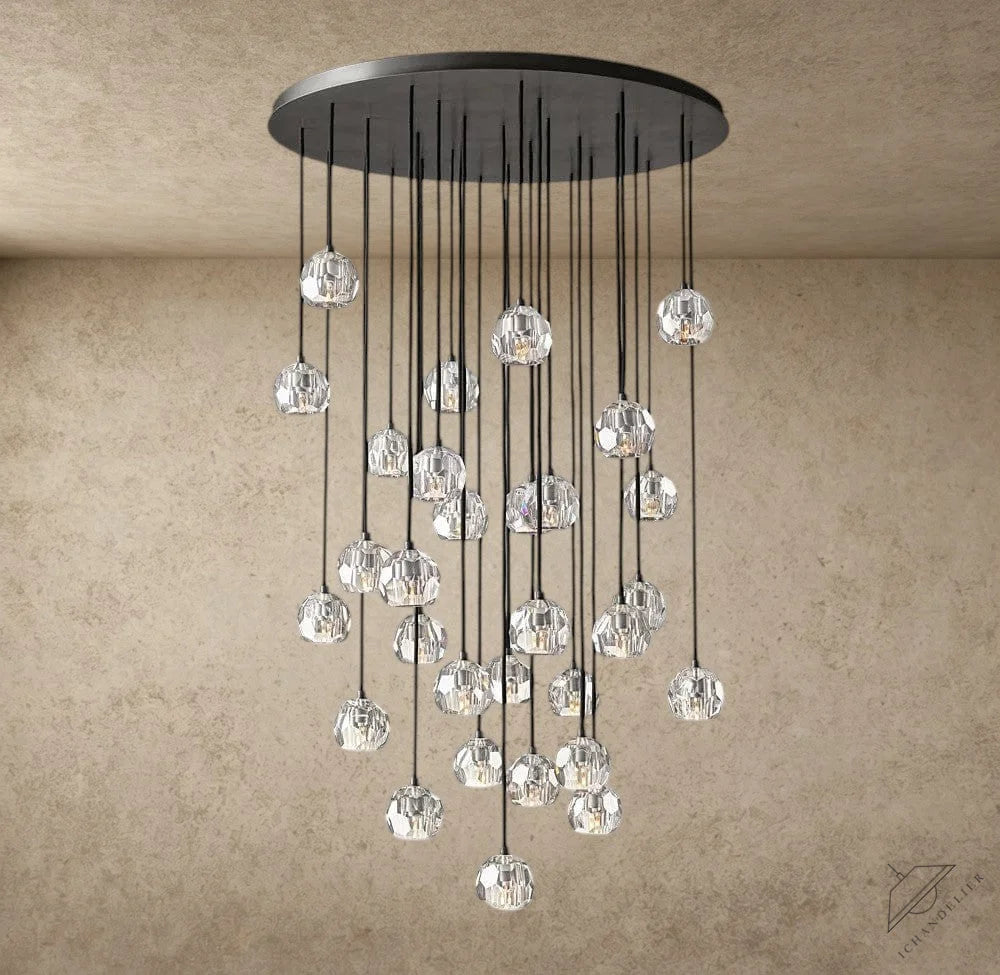 40" / Clear / Bronze Boule De Cristal Clear/ Smoke Glass Round Cluster Chandelier 14", 19", 24", 30", 40"