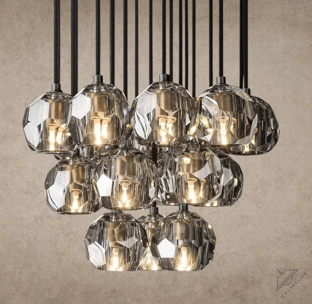 19" / Smoke / Bronze Boule De Cristal Clear/ Smoke Glass Round Cluster Chandelier 14", 19", 24", 30", 40"