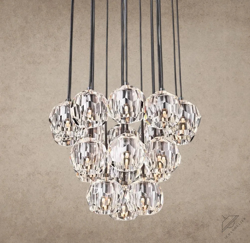 19" / Clear / Bronze Boule De Cristal Clear/ Smoke Glass Round Cluster Chandelier 14", 19", 24", 30", 40"