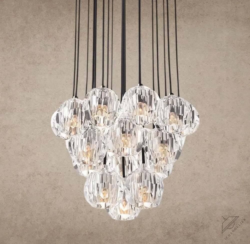 19" / Clear / Nickle Boule De Cristal Clear/ Smoke Glass Round Cluster Chandelier 14", 19", 24", 30", 40"