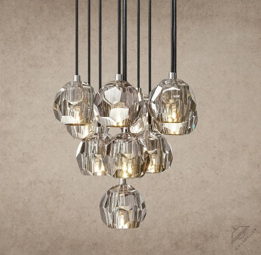 14" / Smoke / Nickle Boule De Cristal Clear/ Smoke Glass Round Cluster Chandelier 14", 19", 24", 30", 40"