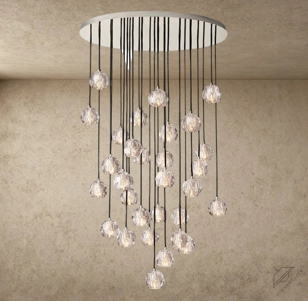 40" / Clear / Nickle Boule De Cristal Clear/ Smoke Glass Round Cluster Chandelier 14", 19", 24", 30", 40"