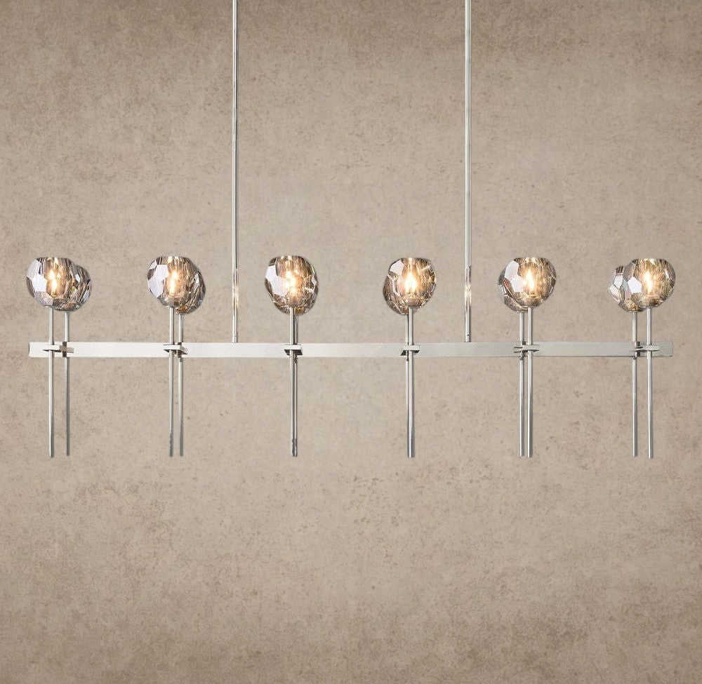 60" / Smoke / Nickle Boule De Cristal Double Linear Chandelier 60"
