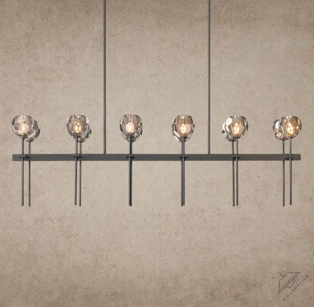 60" / Smoke / Bronze Boule De Cristal Double Linear Chandelier 60"