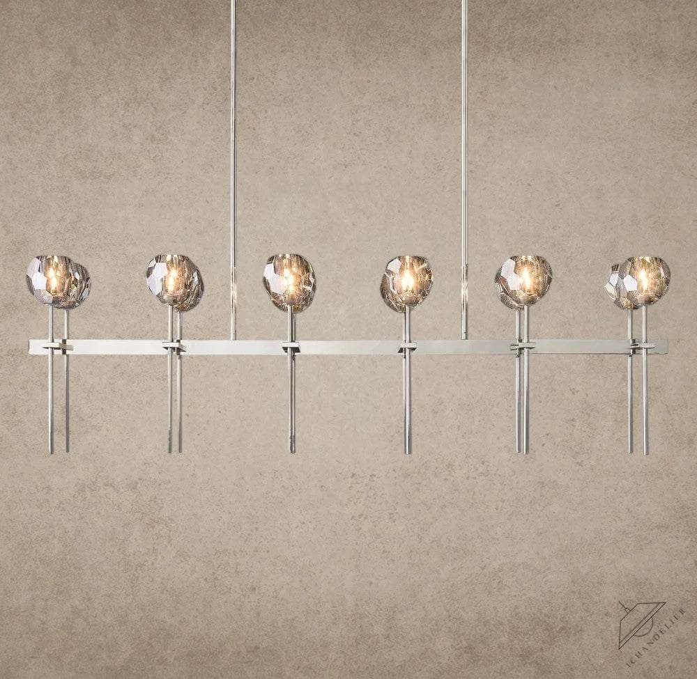60" / Smoke / Nickle Boule De Cristal Double Linear Chandelier 60"