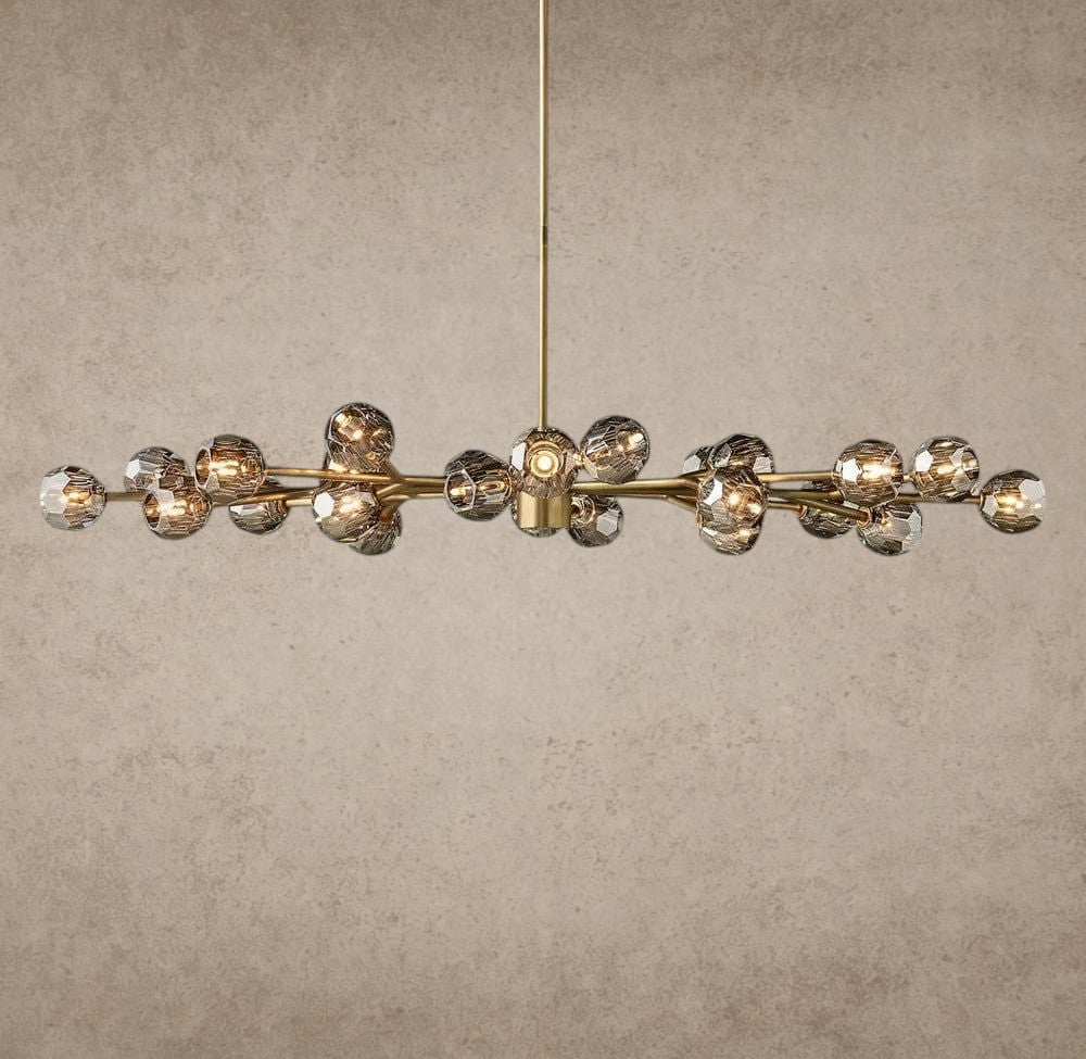 Smoke / Brass Boule De Cristal Oval Chandelier 72"