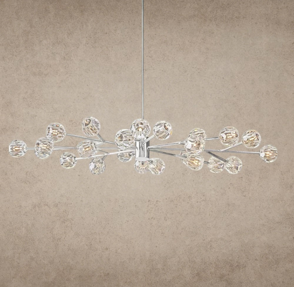 Clear / Nickle Boule De Cristal Oval Chandelier 72"