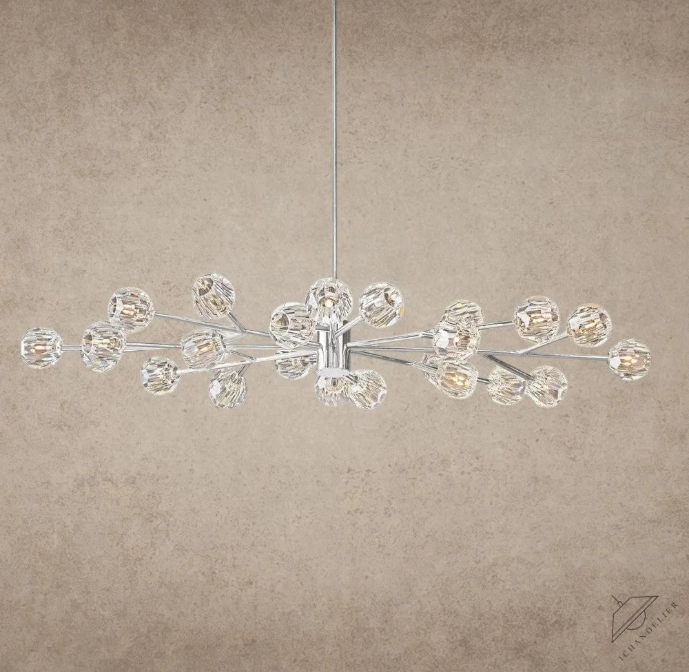 Clear / Nickle Boule De Cristal Oval Chandelier 72"