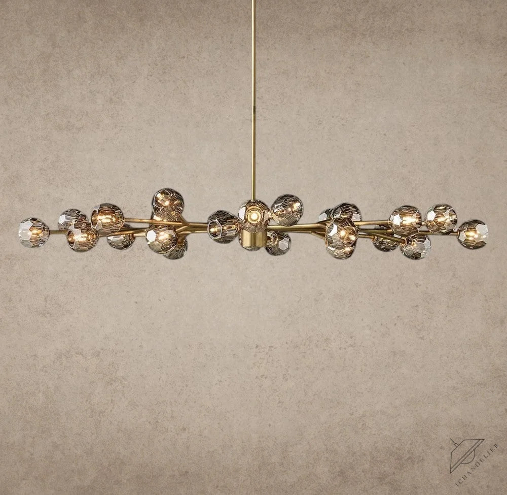 Smoke / Brass Boule De Cristal Oval Chandelier 72"