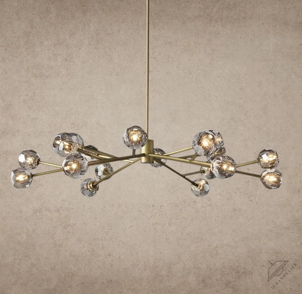60" / Smoke / Brass Boule De Cristal Round Chandelier 24", 36", 48", 60", 72"