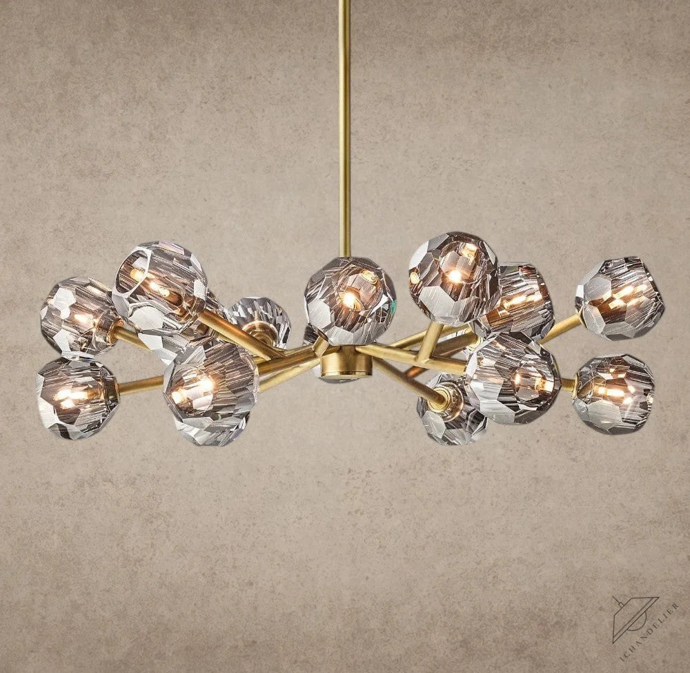 36" / Smoke / Brass Boule De Cristal Round Chandelier 24", 36", 48", 60", 72"