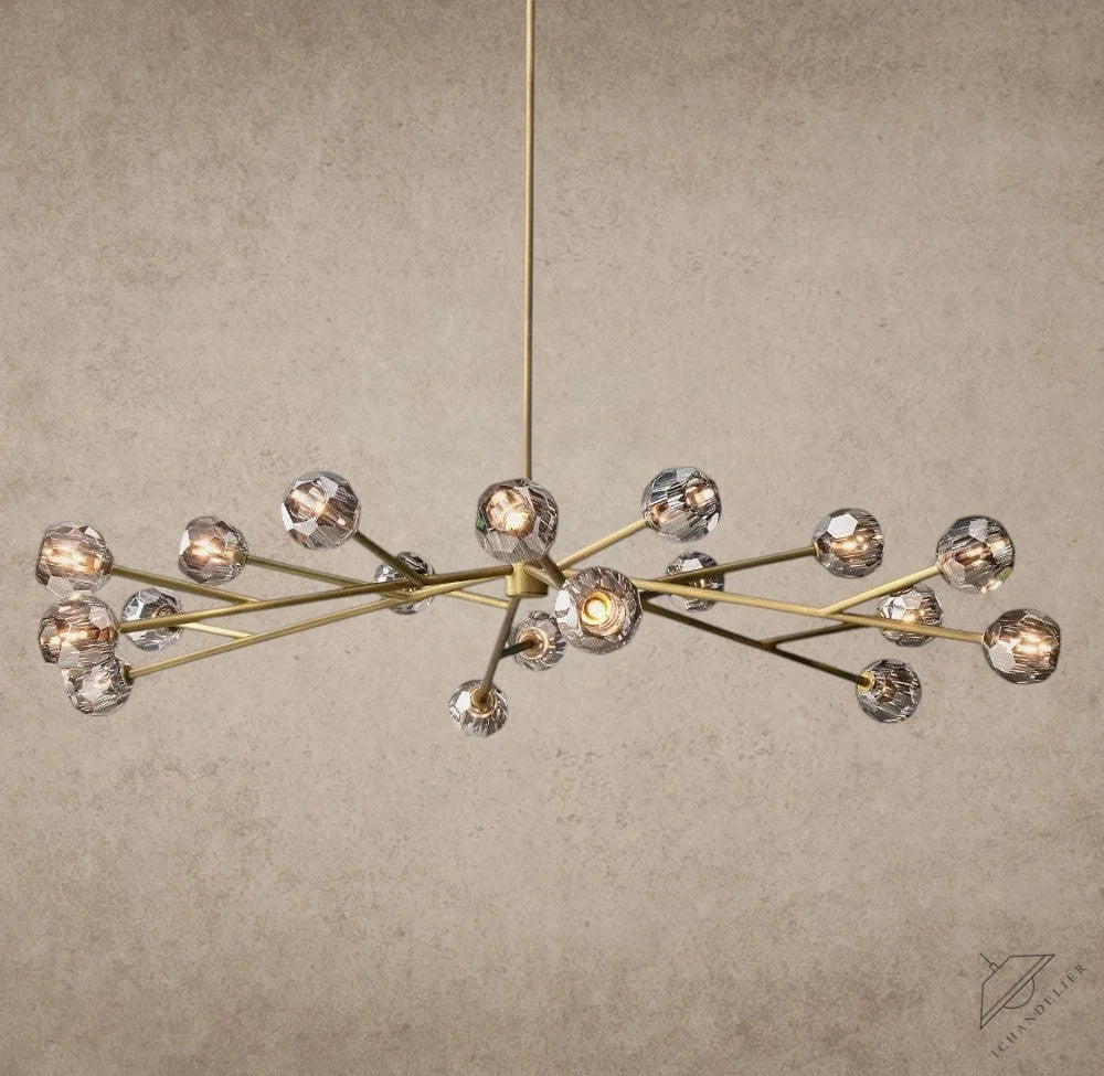 72" / Smoke / Brass Boule De Cristal Round Chandelier 24", 36", 48", 60", 72"
