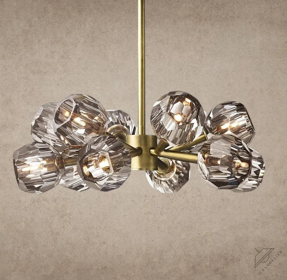 24" / Smoke / Brass Boule De Cristal Round Chandelier 24", 36", 48", 60", 72"