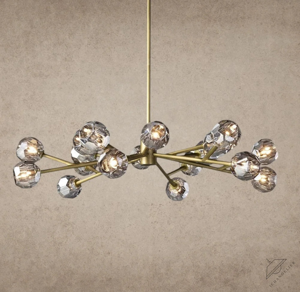 48" / Smoke / Brass Boule De Cristal Round Chandelier 24", 36", 48", 60", 72"