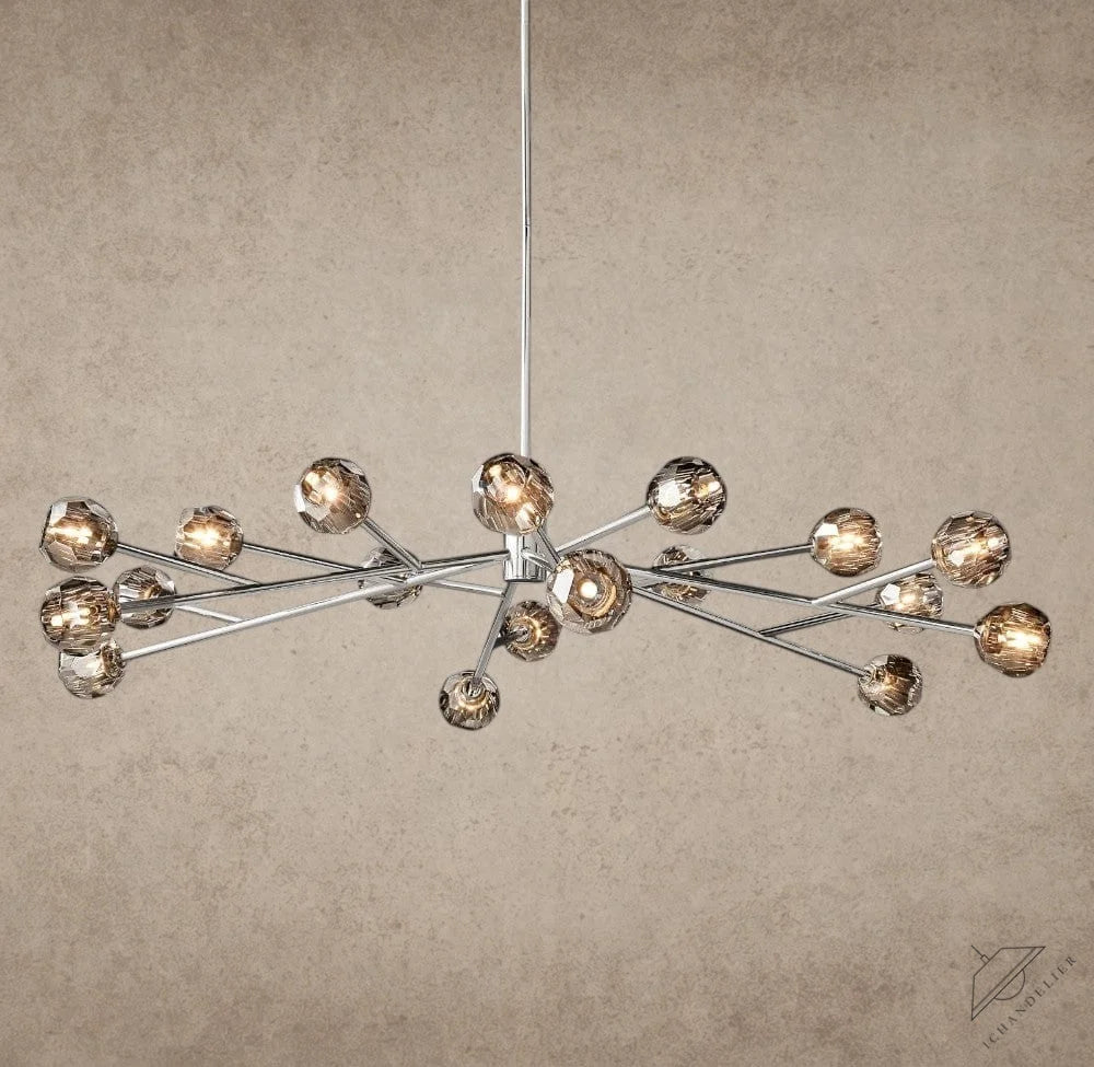 72" / Smoke / Nickle Boule De Cristal Round Chandelier 24", 36", 48", 60", 72"