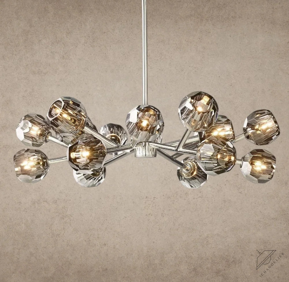 36" / Smoke / Nickle Boule De Cristal Round Chandelier 24", 36", 48", 60", 72"