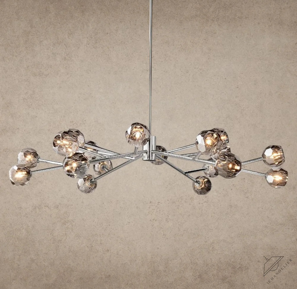 60" / Smoke / Nickle Boule De Cristal Round Chandelier 24", 36", 48", 60", 72"