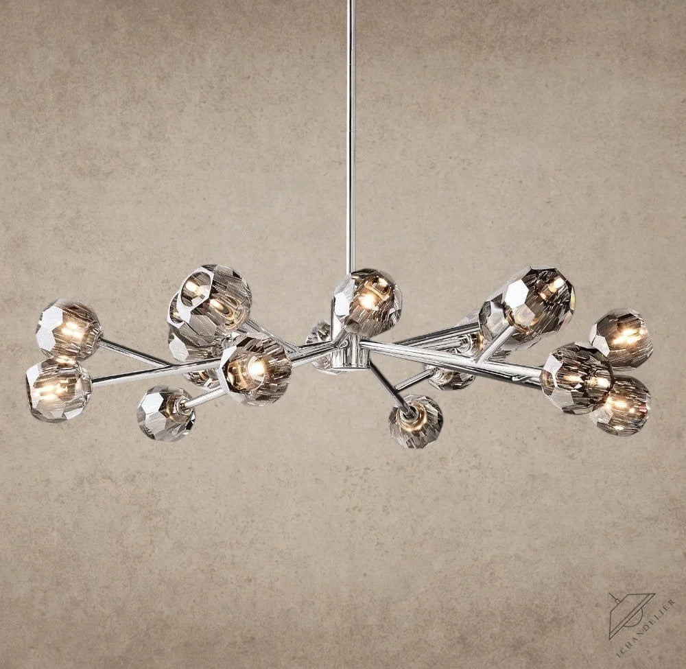 48" / Smoke / Nickle Boule De Cristal Round Chandelier 24", 36", 48", 60", 72"