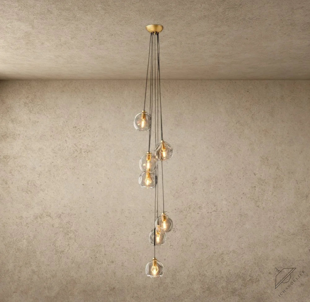 Bubble Clear Glass Cascade Pendant