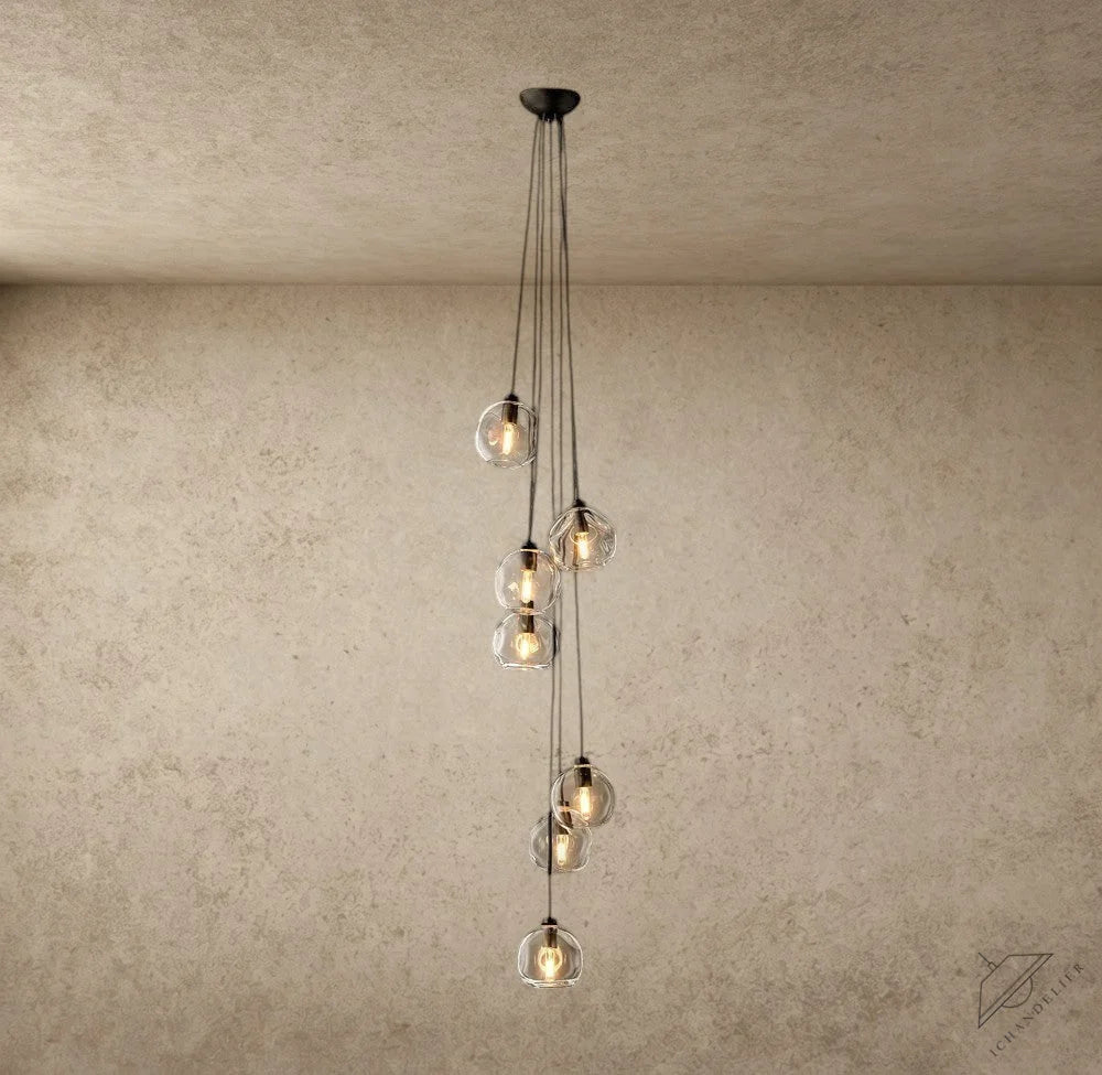 Bubble Clear Glass Cascade Pendant