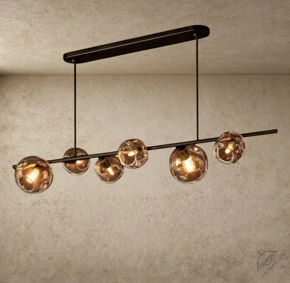 Bubble Smoke Glass Linear Chandelier