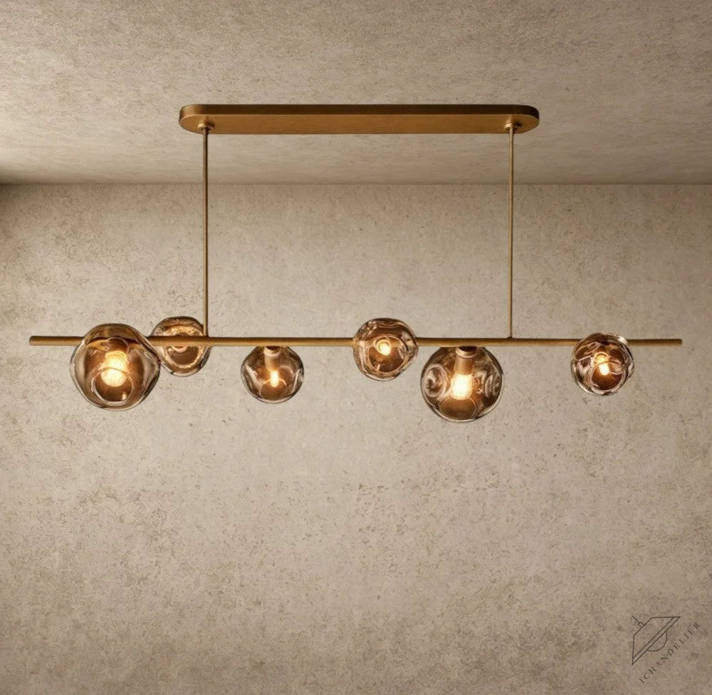 Bubble Smoke Glass Linear Chandelier