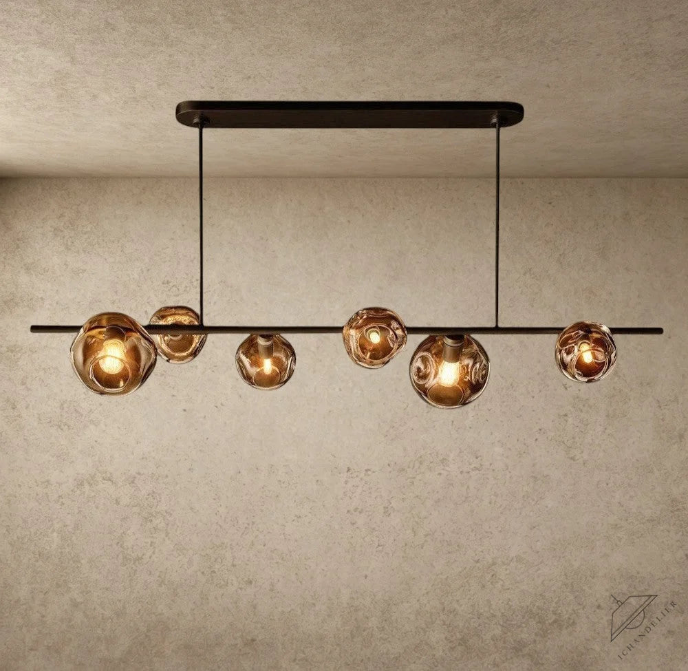 Bubble Smoke Glass Linear Chandelier