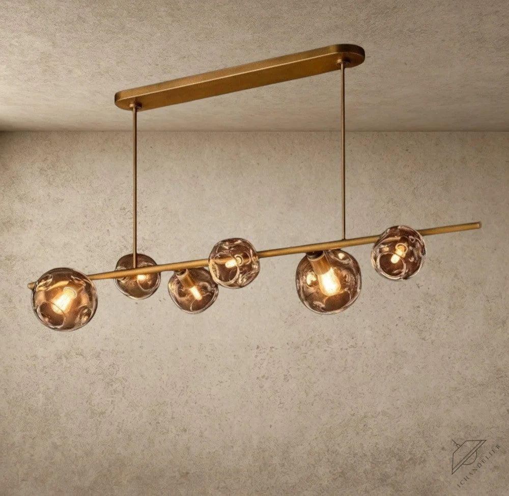 Bubble Smoke Glass Linear Chandelier