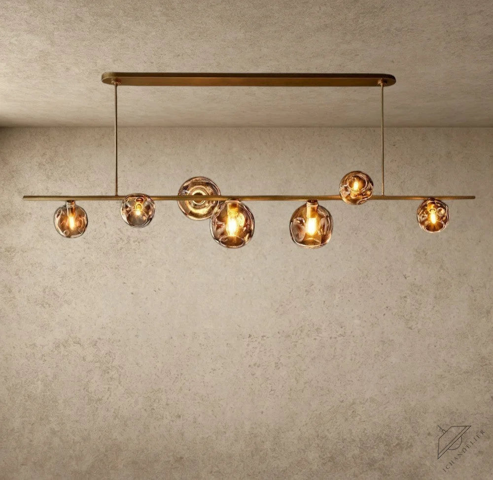 Bubble Smoke Glass Linear Chandelier